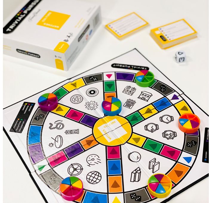 The FHH watchmaking Trivial Pursuit board and question cards