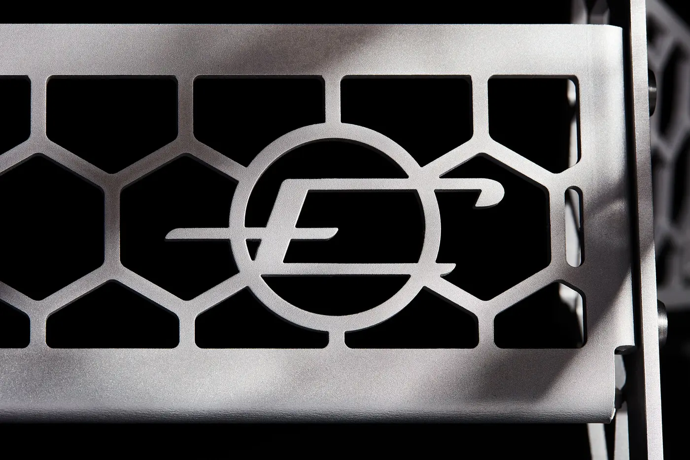 Laser-cut E emblem