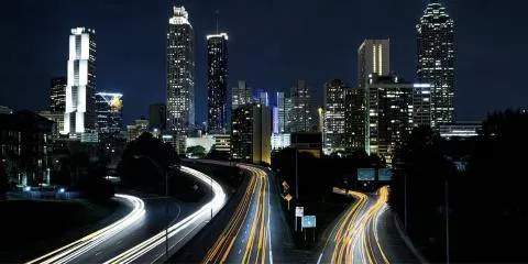 Atlanta skyline at night from the Jackson Street Bridge