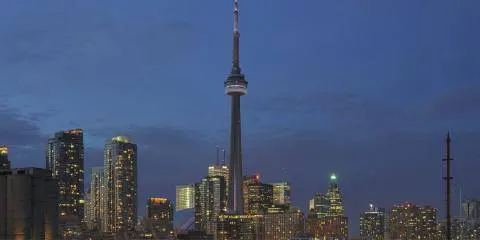 Toronto skyline and CN Tower at night